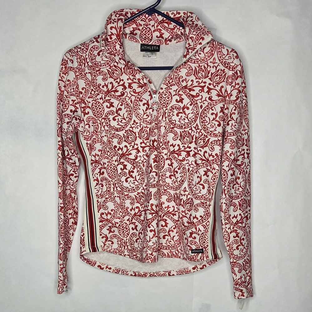 Athleta Red and White Patterned Hoodie